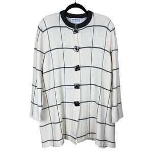 The Michael Collection Gray & White Santana Knit Wool Blend Tunic Jacket Size 2X